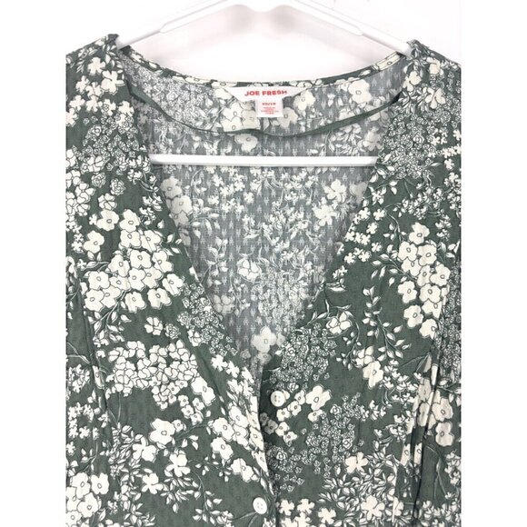 NWOT Joe Fresh Floral Mini Dress Green and White XS - Picture 2 of 5